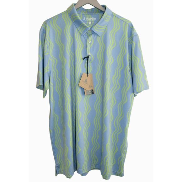 Chubbies Performance Polo 2XL Wavy Daze Blue/Green NWT - Picture 1 of 6